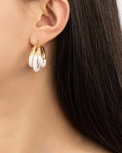 Triple Layer Tube Hoop Earrings With Enamelcoating