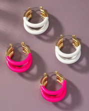 Triple Layer Tube Hoop Earrings With Enamelcoating