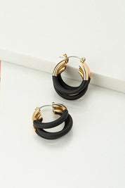 Triple Layer Tube Hoop Earrings With Enamelcoating