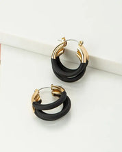 Triple Layer Tube Hoop Earrings With Enamelcoating