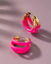 Triple Layer Tube Hoop Earrings With Enamelcoating