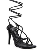 TRIXY KNOT LACE UP HIGH HEELED SANDAL - Black / 5