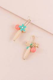 Tropically Charmed Dangle Earrings - Gold 14K - wooden / OS