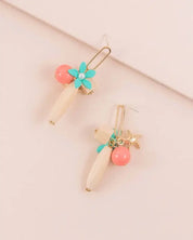 Tropically Charmed Dangle Earrings - Gold 14K - wooden / OS