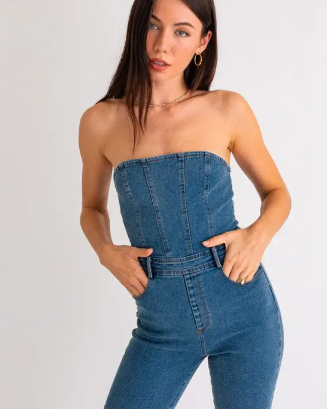 Tube Denim Jumpsuit