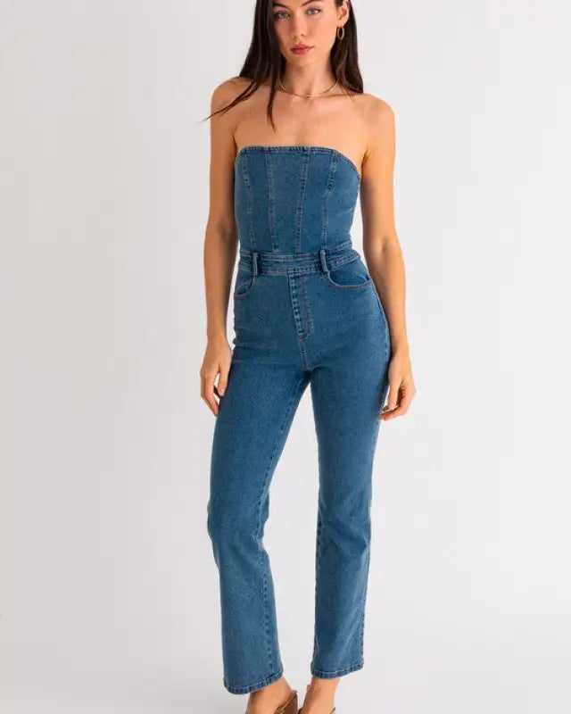 Tube Denim Jumpsuit