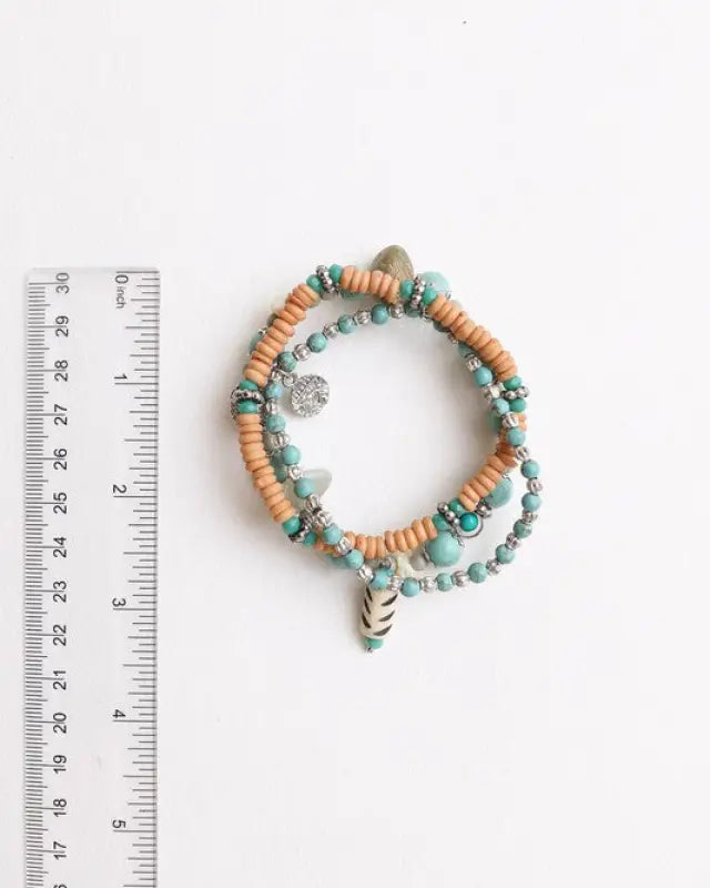 Turquoise Mixed Bead Stackable Bracelet - One Size