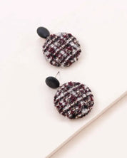 Tweed Button Earrings