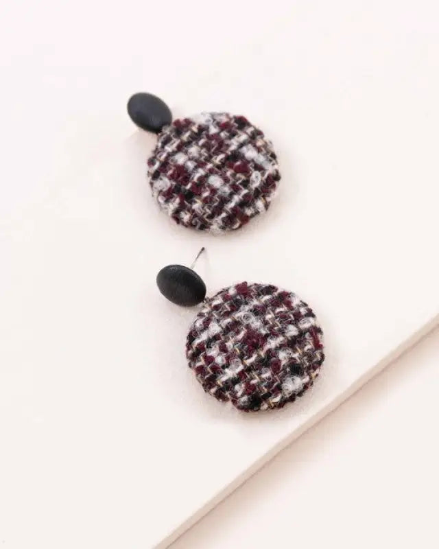 Tweed Button Earrings