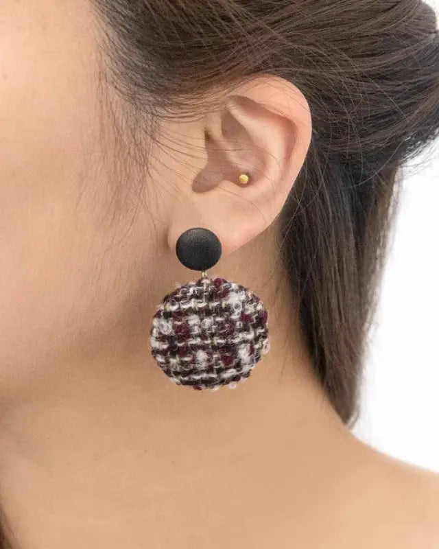 Tweed Button Earrings