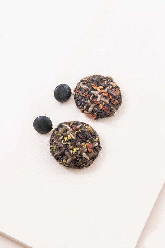 Tweed Button Earrings