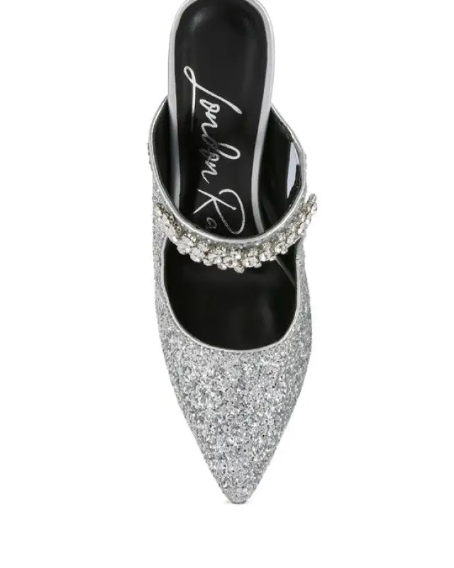 Twinklet Glitter Diamante High Heeled Sandals