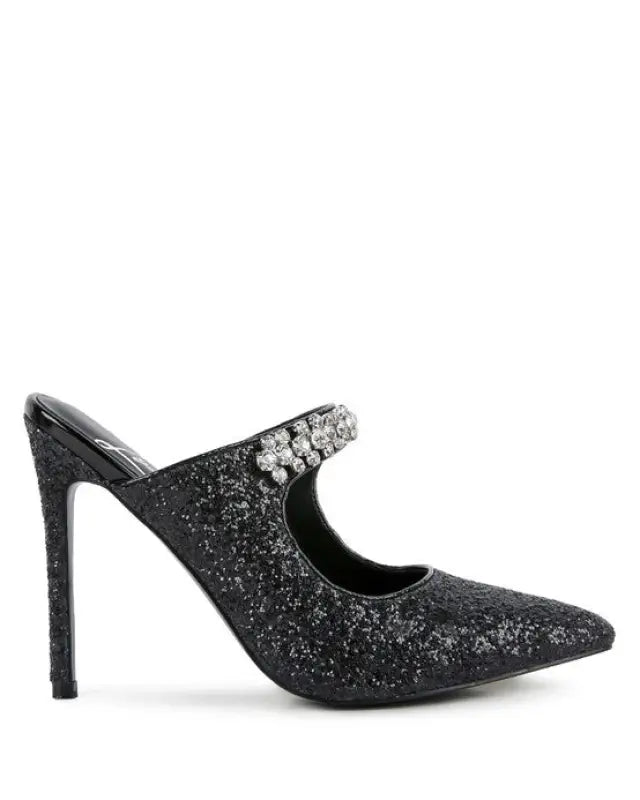 Twinklet Glitter Diamante High Heeled Sandals