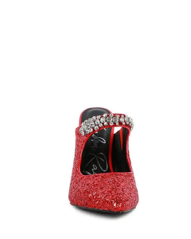 Twinklet Glitter Diamante High Heeled Sandals