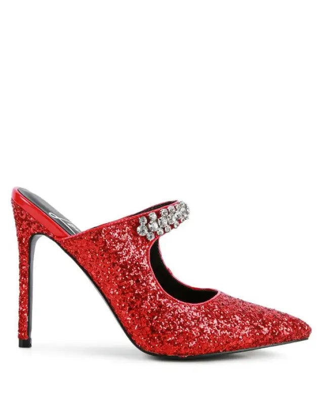 Twinklet Glitter Diamante High Heeled Sandals