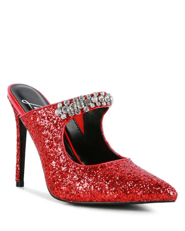 Twinklet Glitter Diamante High Heeled Sandals