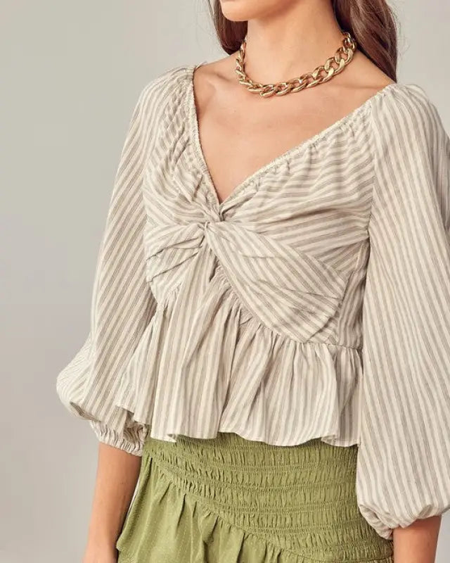 Twisted Balloon Sleeve Top