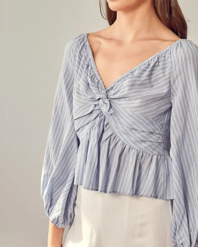 Twisted Balloon Sleeve Top