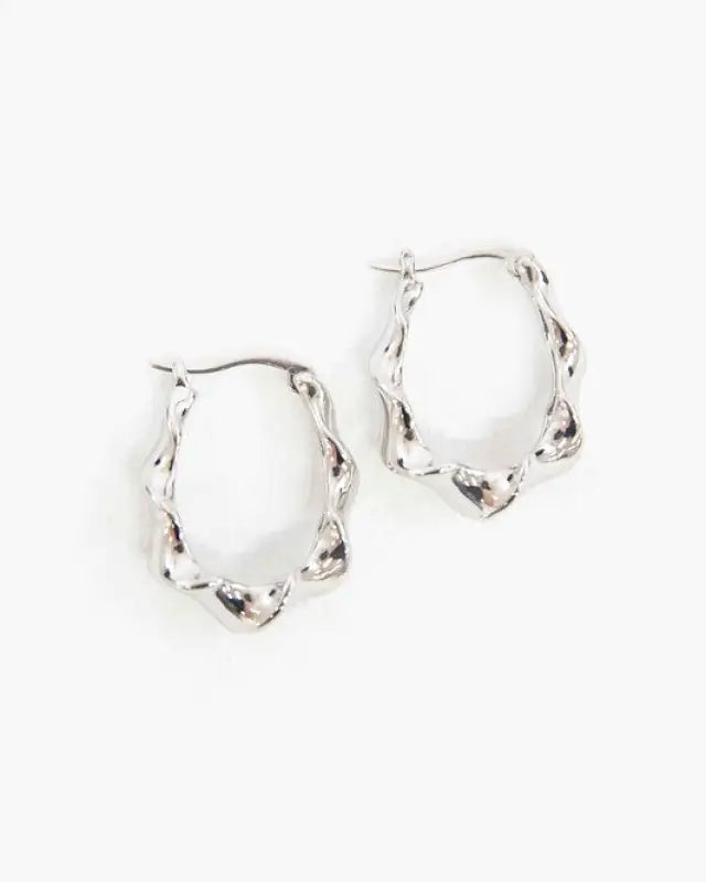 Twisted Hoop Earrings - Silver / OS