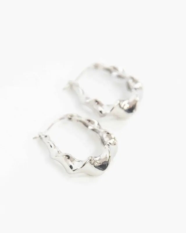 Twisted Hoop Earrings - Silver / OS