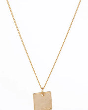 Twisted ring and square pendant necklace set - gol gold / m