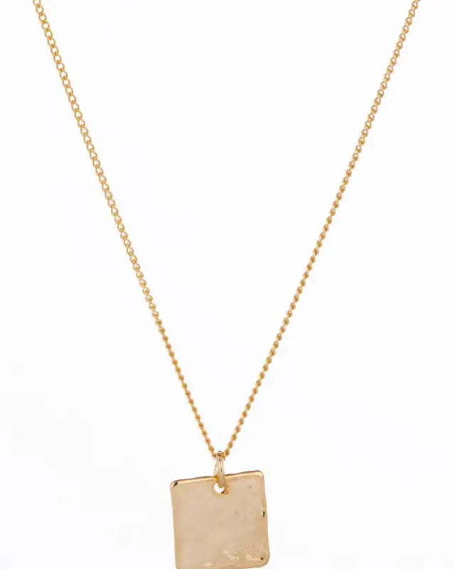 Twisted ring and square pendant necklace set - gol gold / m