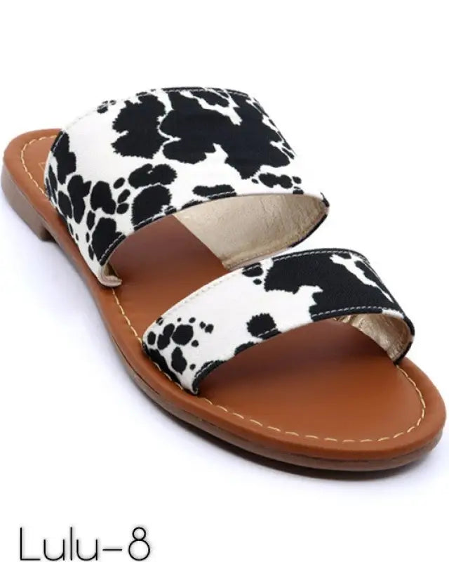 Two Band Slide Sandal - Cow / 6