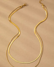 Two Layer Mixed Size Herringbone Chain Necklace