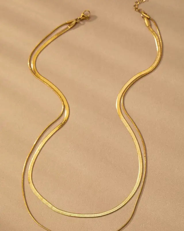 Two Layer Mixed Size Herringbone Chain Necklace