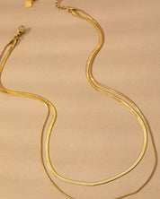 Two Layer Mixed Size Herringbone Chain Necklace