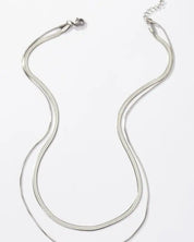 Two Layer Mixed Size Herringbone Chain Necklace