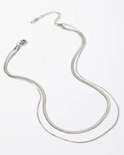 Two Layer Mixed Size Herringbone Chain Necklace