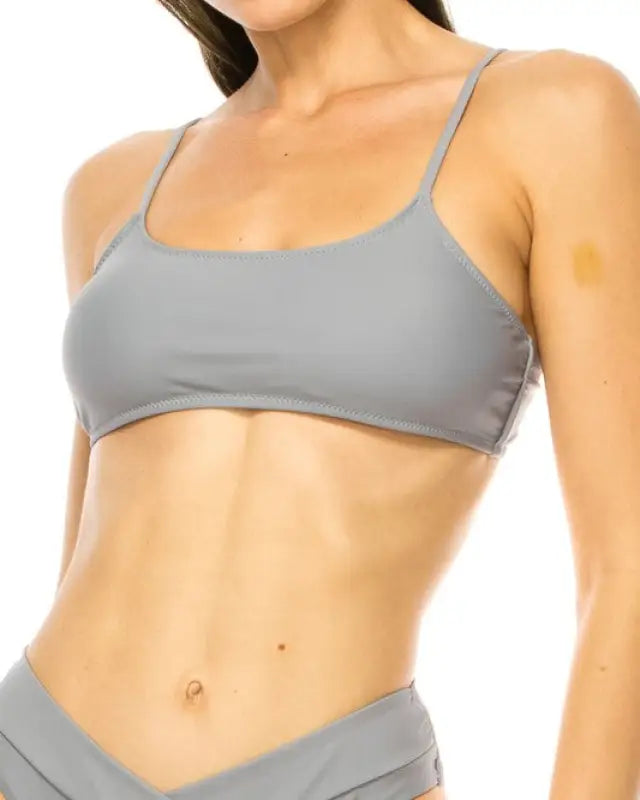 Two Piece Bandeau Top Clean Finished Bikini - Gray / S