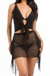 Two - Piece Mesh Cover Up Set - Black / S Cover - Ups