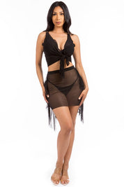 Two - Piece Mesh Cover Up Set - Cover - Ups