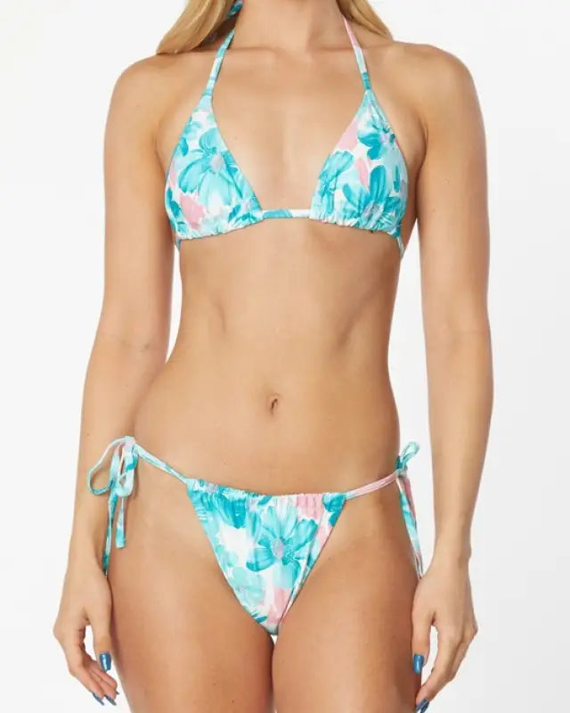 TWO PIECE TROPICAL FLOAL PRINTS - Blue / S