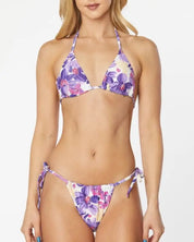 Two Piece Tropical Floal Prints - Purple / S