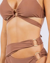 TWO PIECE WRAPPING WITH MULTI O RING BIKINI - Coffee / S