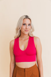 Ultra Comfy Everyday Ribbed Crop Top - Magenta / XS/S