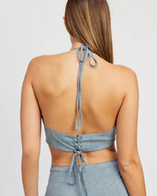 Underwire Cropped Halter Top