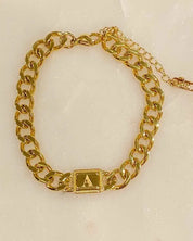 Uptown Cuban Chain Initial Bracelet