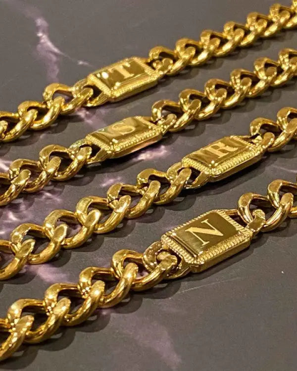 Uptown Cuban Chain Initial Bracelet