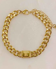 Uptown Cuban Chain Initial Bracelet - B / OS