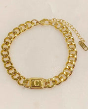 Uptown Cuban Chain Initial Bracelet - C / OS