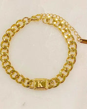 Uptown Cuban Chain Initial Bracelet - K / OS