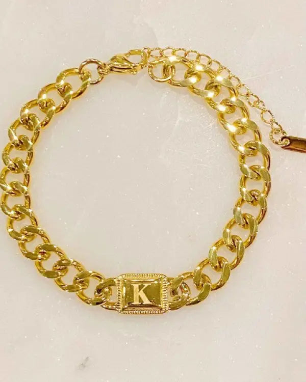 Uptown Cuban Chain Initial Bracelet - K / OS