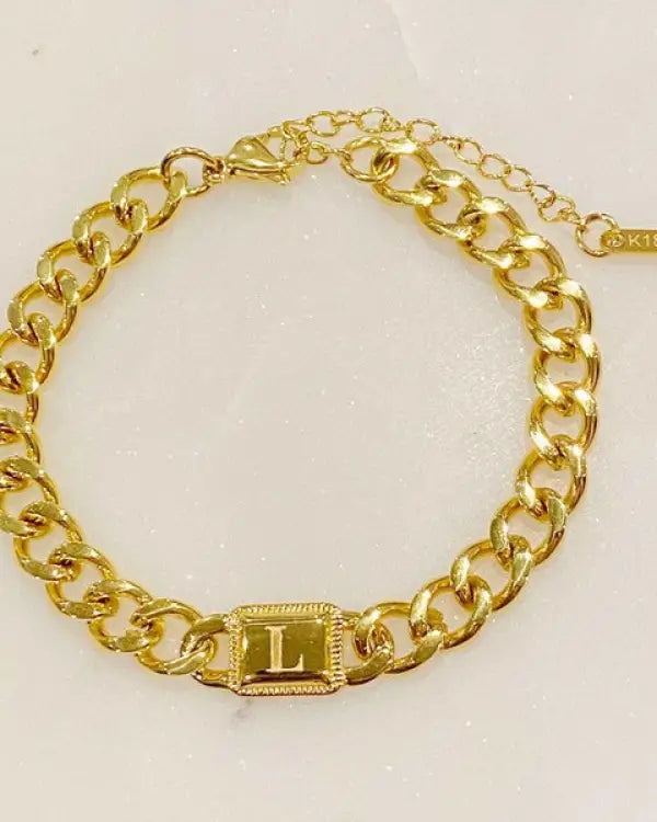 Uptown Cuban Chain Initial Bracelet - L / OS