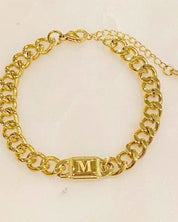 Uptown Cuban Chain Initial Bracelet - M / OS