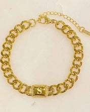 Uptown Cuban Chain Initial Bracelet - S / OS