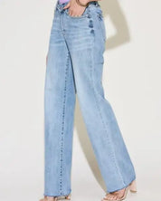 V Front Waistband Straight Leg Jeans - Jeans